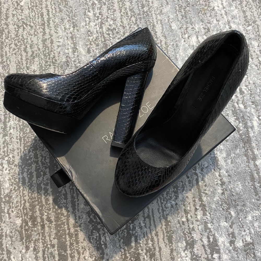Rachel Zoe snakeskin platform heel